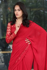 Actress Aswini Ayaluru in Red Saree Stills