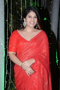 Masooda Actress Bandhavi Sridhar Red Saree Pics