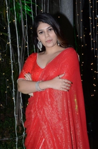 Masooda Actress Bandhavi Sridhar Red Saree Pics