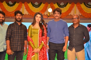 Kalyan Krishna Kurasala, Kriti Shetty, Nagarjuna @ Bangarraju Movie Release Date Press Meet Stills