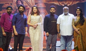 Mallidi Vashist, Nandamuri Kalyan Ram, Catherine Tresa, Jr NTR, MM Keeravani, Samyuktha Menon @ Bimbisara Pre Release Event Stills