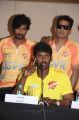 Vishnu, Vishal, Shaam @ CCL 4 Chennai Rhinos Team Press Meet Stills