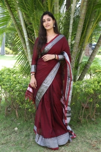 Actress Chandni Rao Saree Pics @ MY3 Arts Movie Launch