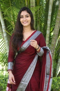 Actress Chandni Rao Saree Pics @ MY3 Arts Movie Launch