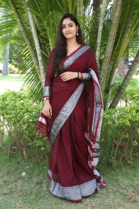 Actress Chandni Rao Saree Pics @ MY3 Arts Movie Launch