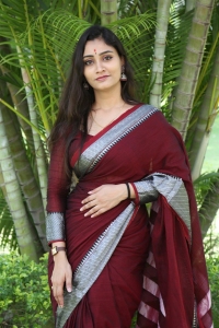 Actress Chandni Rao Saree Pics @ MY3 Arts Movie Launch