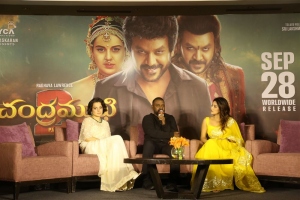 Kangana Ranaut, Raghava Lawrence, Mahima Nambiar @ Chandramukhi 2 Movie Press Meet Stills