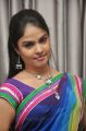 Telugu TV Anchor Chitralekha in Blue Saree Photos