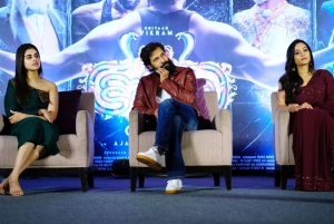 Meenakshi Govindarajan,  Vikram, Srinidhi Shetty @ Cobra Movie Press Meet Hyderabad Photos