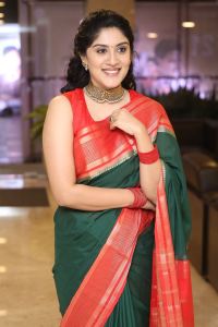 Baapu Movie Actress Dhanya Balakrishna Silk Saree Stills