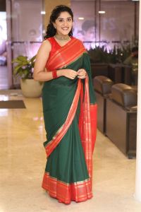 Baapu Movie Heroine Dhanya Balakrishna Silk Saree Stills