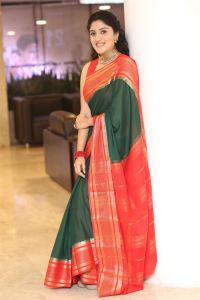 Baapu Movie Actress Dhanya Balakrishna Silk Saree Stills