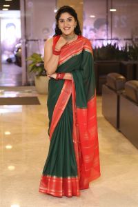 Baapu Movie Actress Dhanya Balakrishna Silk Saree Stills