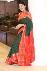 Dhanya Balakrishna Saree Stills @ Baapu Movie Pre Release