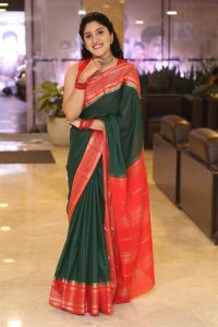 Baapu Movie Heroine Dhanya Balakrishna Silk Saree Stills