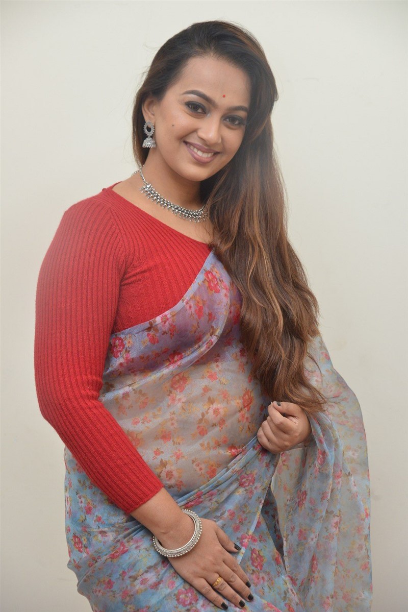 Actress Ester Noronha Saree Photos @ 69 Sanskar Colony Movie Interview