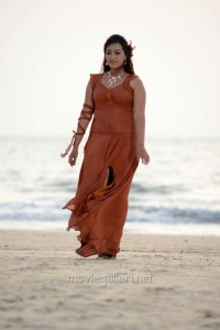 Actress Esthar Hot Pictures in Moderate Orange Color Dress