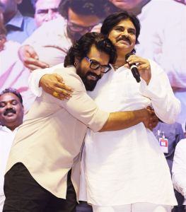 Ram Charan, Pawan Kalyan @ Game Changer Pre-Release Event Rajhmundry AP Stills