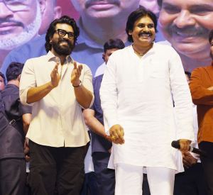 Ram Charan, Pawan Kalyan @ Game Changer Pre-Release Event Rajhmundry AP Stills