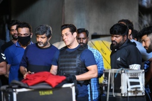 Mohan Raja, Salman Khan @ GodFather Movie Working Stills