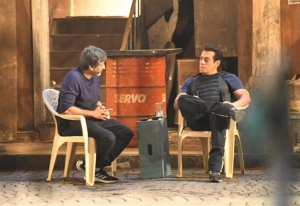 Mohan Raja, Salman Khan @ GodFather Movie Working Stills