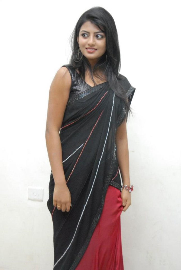 Actress Haasika in Black Saree Hot Stills | Moviegalleri.net