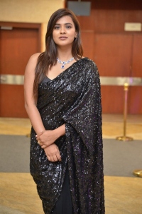 Actress Hebah Patel Black Saree Pics @ ZEE5 Hooked Event