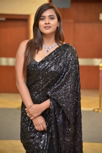 Actress Hebah Patel Black Saree Pics @ ZEE5 Hooked Event