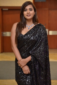 Actress Hebah Patel Black Saree Pics @ ZEE5 Hooked Event