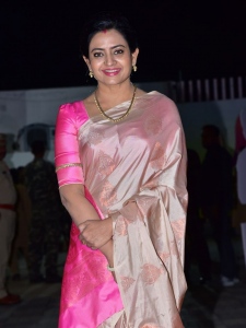 Actress Indraja Saree Stills @ Skanda Movie Cult Jathara