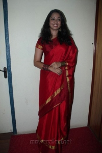 Actress Indu Thampi in Red Saree Cute Pics