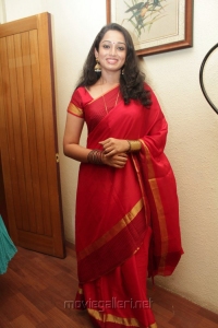 Actress Indu Thampi Cute Pics in Red Silk Saree