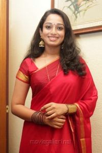 Actress Indu Thampi Cute Pics in Red Saree