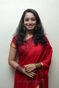 Actress Indu Thampi in Red Traditional Silk Saree Pics