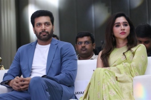 Jayam Ravi with wife Aarti@ Iraivan Movie Pre-Release Event Stills