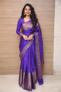 Love Today Movie Heroine Ivana Blue Saree Images