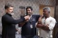 Vikram, Rajesh Selva, Srinivas R Gutha @ Kadaram Kondan Movie Working Stills HD