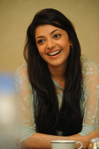 Actress Kajal Agarwal Cute Smile Photos at Sarocharu Movie Interview
