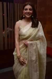 Actress Kajal Agarwal Saree Pics @ Satyabhama First Look Launch