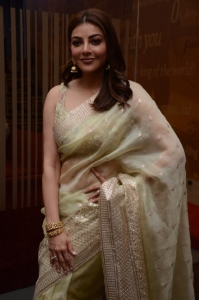 Actress Kajal Agarwal Saree Pics @ Satyabhama First Look Launch