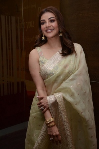 Kajal Aggarwal Saree Pics @ Satyabhama First Look Launch