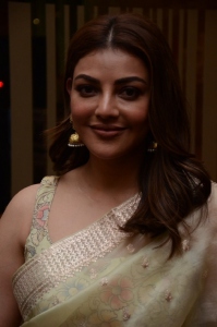 Kajal Aggarwal Saree Pics @ Satyabhama First Look Launch