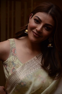 Kajal Aggarwal Saree Pics @ Satyabhama First Look Launch