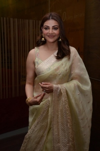 Actress Kajal Agarwal Saree Pics @ Satyabhama First Look Launch