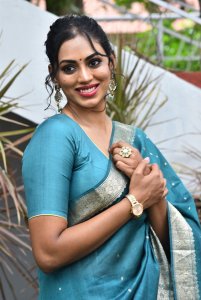 Actress Kamakshi Bhaskarla Saree Images @ Laila Movie Opening