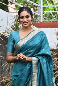 Actress Kamakshi Bhaskarla Saree Images @ Laila Movie Opening