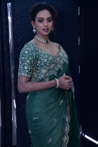 Actress Kamakshi Bhaskarla Green Saree Images