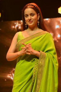 Thalaivi Movie Heroine Kangana Ranaut in Green Saree Pictures
