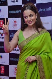 Thalaivi Movie Actress Kangana Ranaut Green Saree Pictures