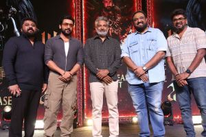 KE Gnanavel Raja, Suriya, SS Rajamouli, Siva, Vetri @ Kanguva Movie Pre-Release Event Stills